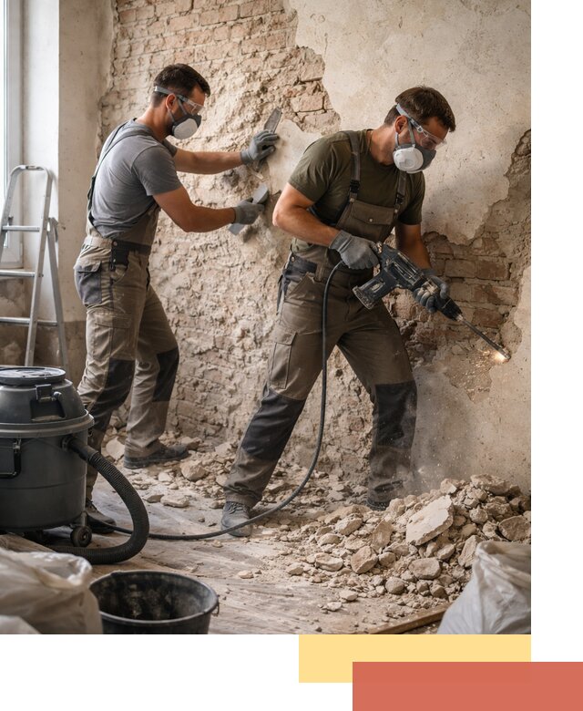 Демонтаж штукатурки со стен в Лабинске быстро и аккуратно