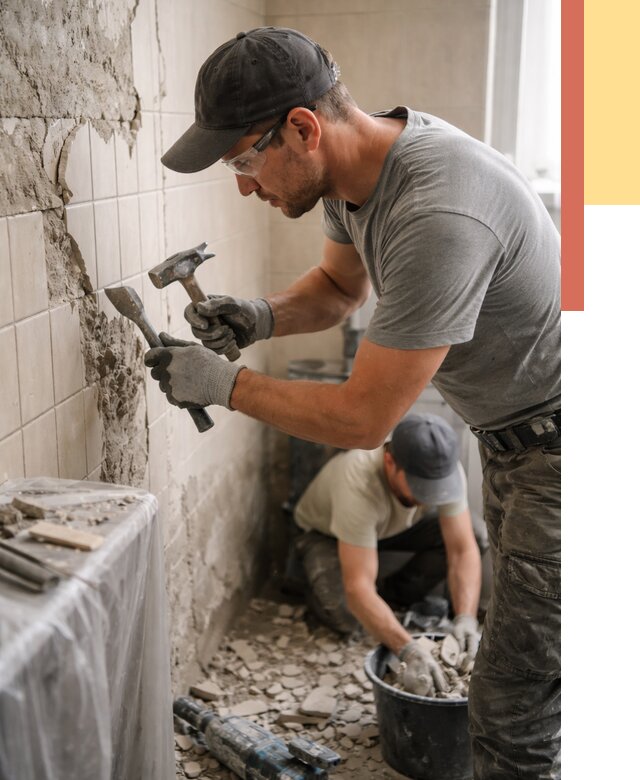 Демонтаж плитки со стен в Лабинске от 912 руб. — быстро и недорого | ОТДЕЛОЧНИК-Лбк