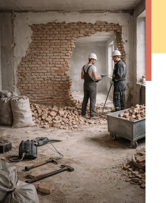 Демонтаж кирпичных стен в Лабинске от 4504 руб. — быстро, недорого, под ключ | ОТДЕЛОЧНИК-Лбк