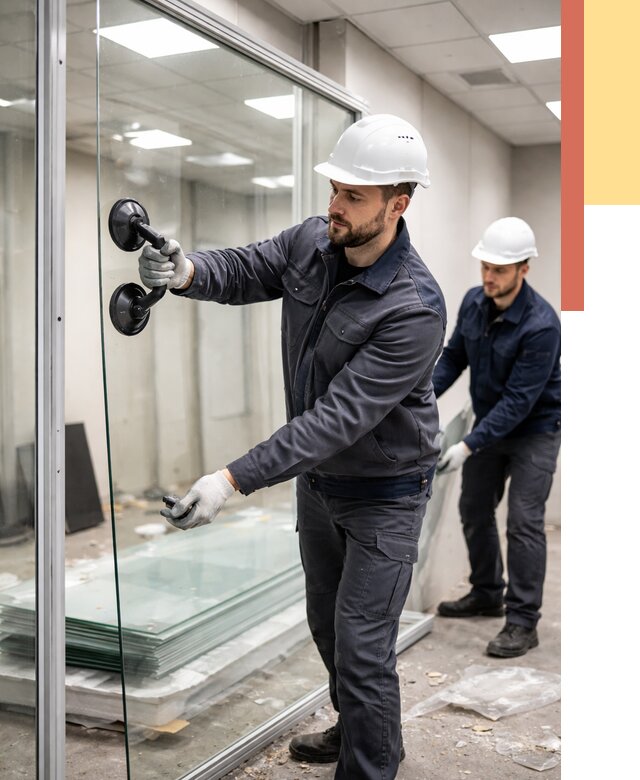 Демонтаж стеклянных перегородок в Лабинске от 3432 руб. — быстро и недорого | ОТДЕЛОЧНИК-Лбк