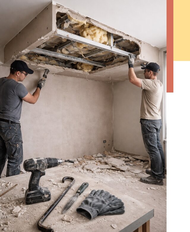 Демонтаж короба из гипсокартона в Лабинске от 1630 руб. — быстро и недорого | ОТДЕЛОЧНИК-Лбк