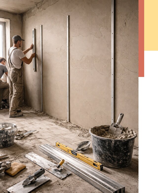 Штукатурка стен по маякам в Лабинске от 5898 руб./м² — выравнивание под ключ | ОТДЕЛОЧНИК-Лбк