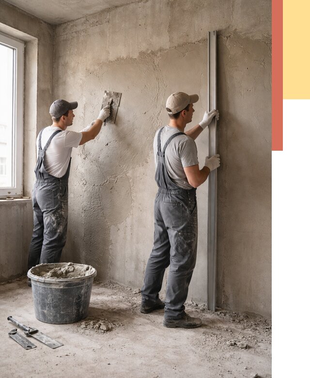 Штукатурка бетонных стен в Лабинске от 4826 руб/м² — качественно и быстро | ОТДЕЛОЧНИК-Лбк