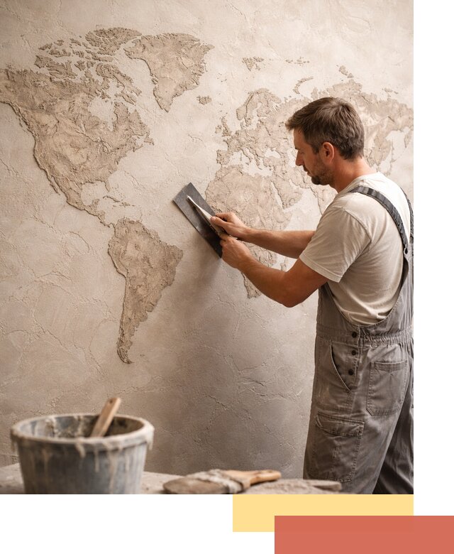 Декоративная штукатурка «Карта мира» под ключ в Лабинске