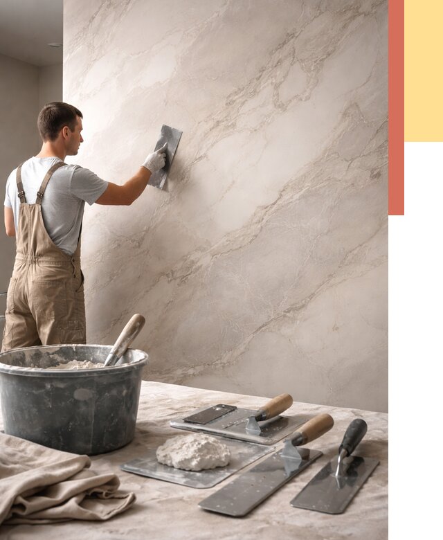 Декоративная штукатурка под мрамор в Лабинске от 3003 руб./м² — быстро и недорого | ОТДЕЛОЧНИК-Лбк