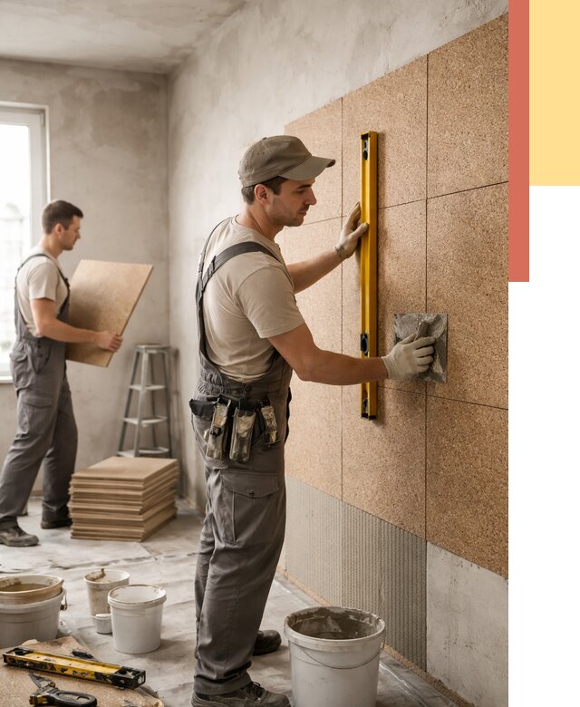 Монтаж пробковых панелей на стены в Лабинске от 3753 руб. — ОТДЕЛОЧНИК-Лбк