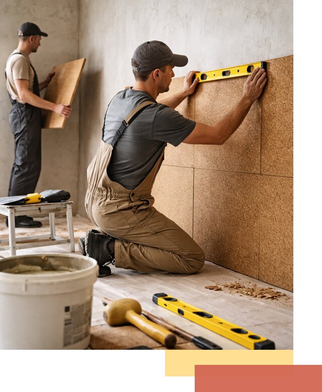 Монтаж пробковых панелей на стены в Лабинске быстро и качественно