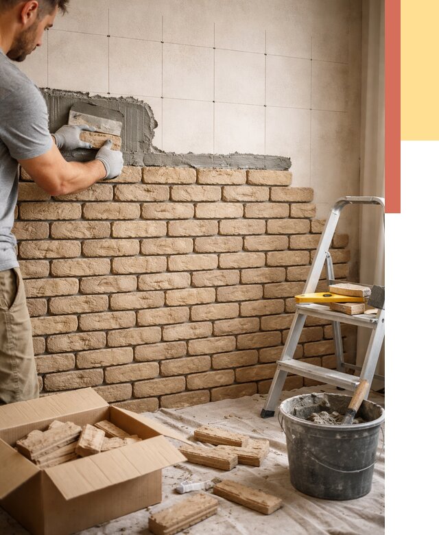 Монтаж декоративного кирпича в Лабинске от 3432 руб./м² — быстро и недорого | ОТДЕЛОЧНИК-Лбк