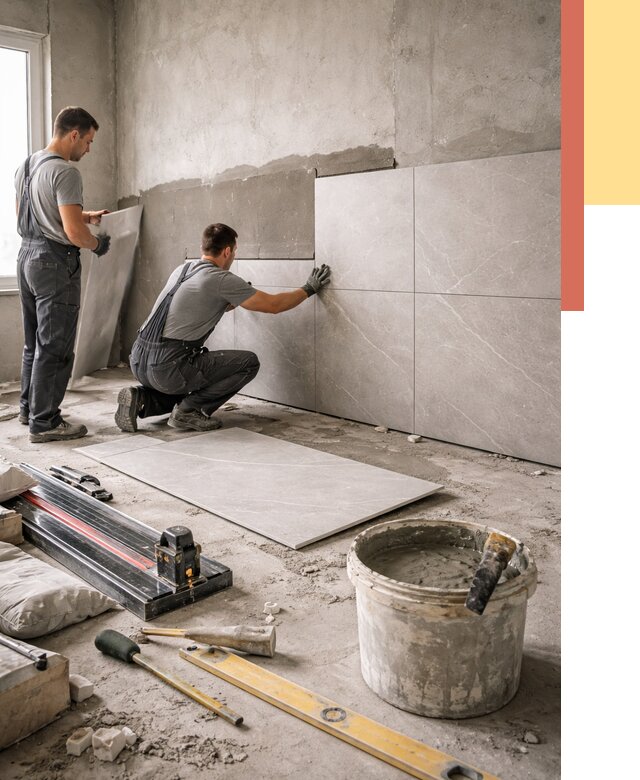 Облицовка стен керамогранитом в Лабинске от 4504 руб./м² — услуги под ключ | ОТДЕЛОЧНИК-Лбк