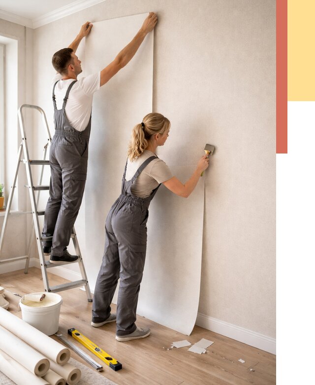 Поклейка флизелиновых обоев в Лабинске от 6434 руб. | Быстро и недорого — ОТДЕЛОЧНИК-Лбк