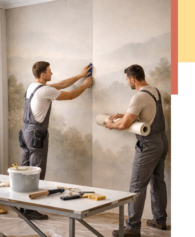 Поклейка фотообоев в Лабинске от 9115 руб/м² — быстро и недорого | ОТДЕЛОЧНИК-Лбк