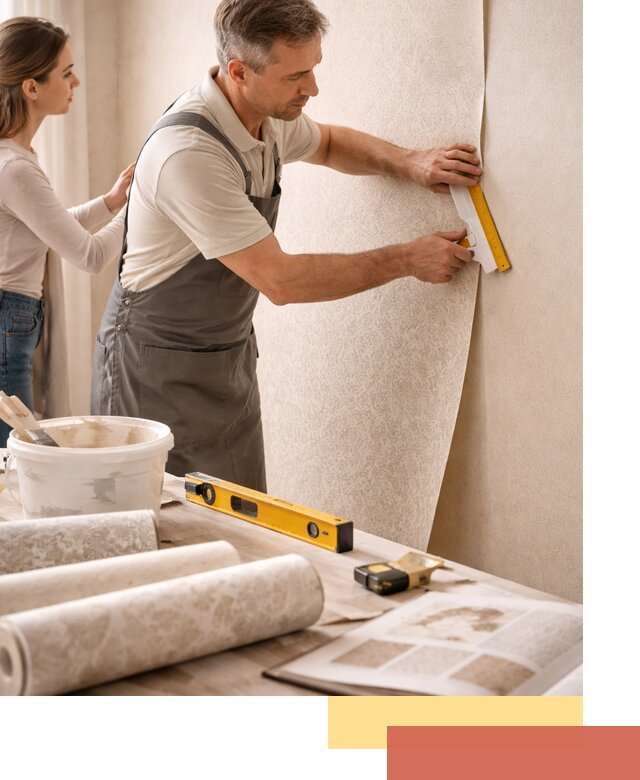 Поклейка обоев с подбором рисунка в Лабинске