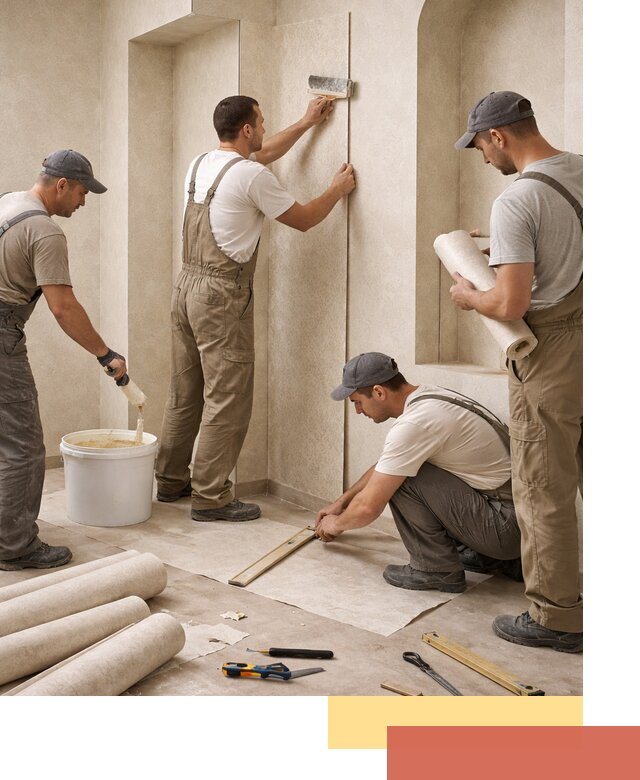 Поклейка обоев на сложные стены и неровные поверхности в Лабинске