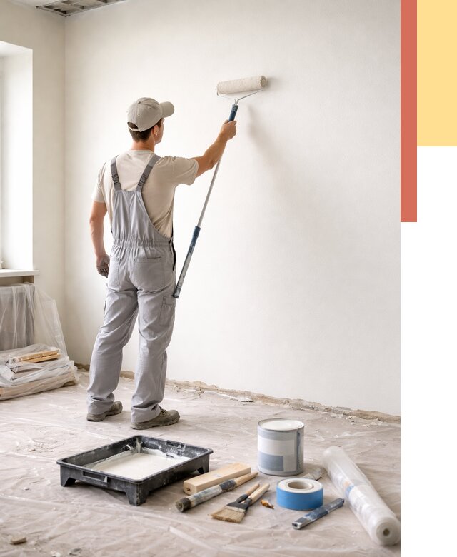 Покраска стен водоэмульсионной краской в Лабинске от 483 руб. за м² | ОТДЕЛОЧНИК-Лбк