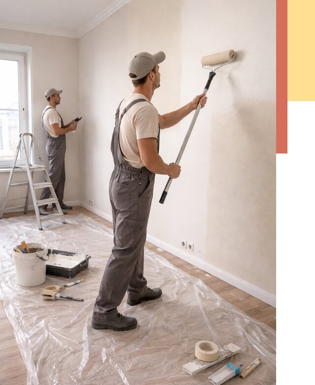 Покраска стен акриловой краской в Лабинске от 3753 руб./м² — быстро и недорого | ОТДЕЛОЧНИК-Лбк