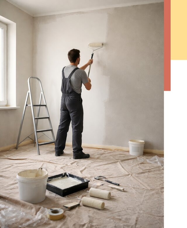 Покраска стен моющейся краской в Лабинске от 375 руб./м² — быстро и недорого | ОТДЕЛОЧНИК-Лбк