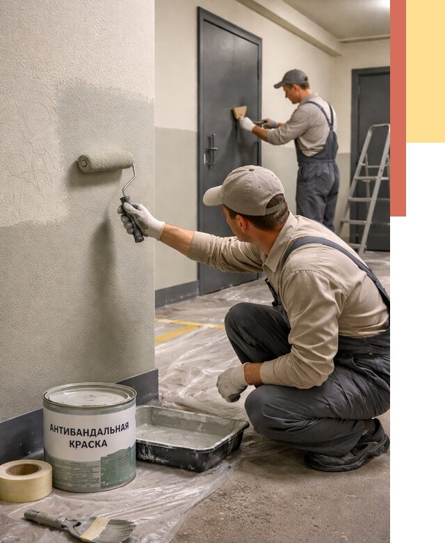 Покраска стен антивандальной краской в Лабинске от 4826 руб./м² под ключ | ОТДЕЛОЧНИК-Лбк