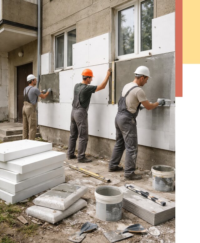 Утепление стен пенопластом в Лабинске от 1877 руб. — недорого и под ключ | ОТДЕЛОЧНИК-Лбк