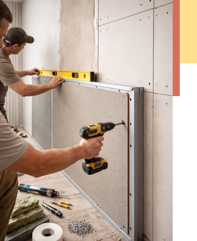 Шумоизоляция стен панелями ЗИПС в Лабинске от 2359 руб./м² под ключ | ОТДЕЛОЧНИК-Лбк