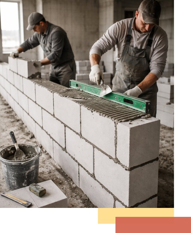 Кладка перегородок из газобетона в Лабинске быстро и качественно