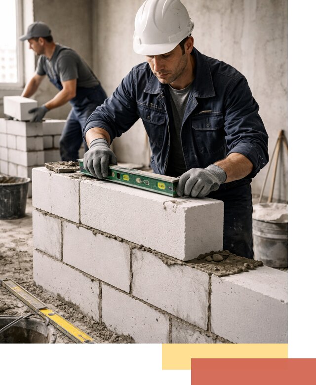 Кладка перегородок из пеноблока под ключ в Лабинске