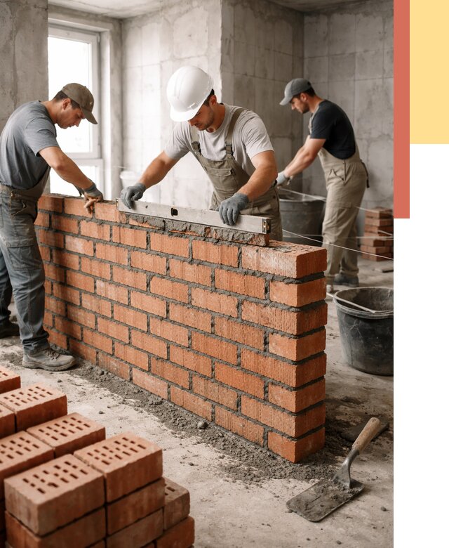 Кладка перегородок из кирпича в Лабинске от 3753 руб. за м² | ОТДЕЛОЧНИК-Лбк