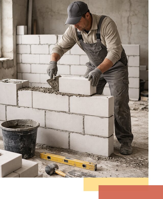 Кладка перегородок из силикатного блока в Лабинске