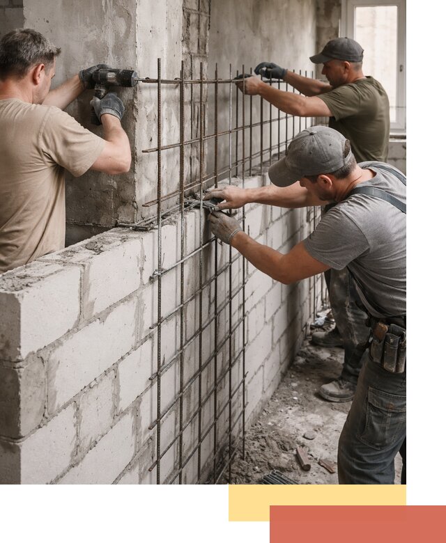 Армирование кладки перегородок в Лабинске профессионально и надёжно
