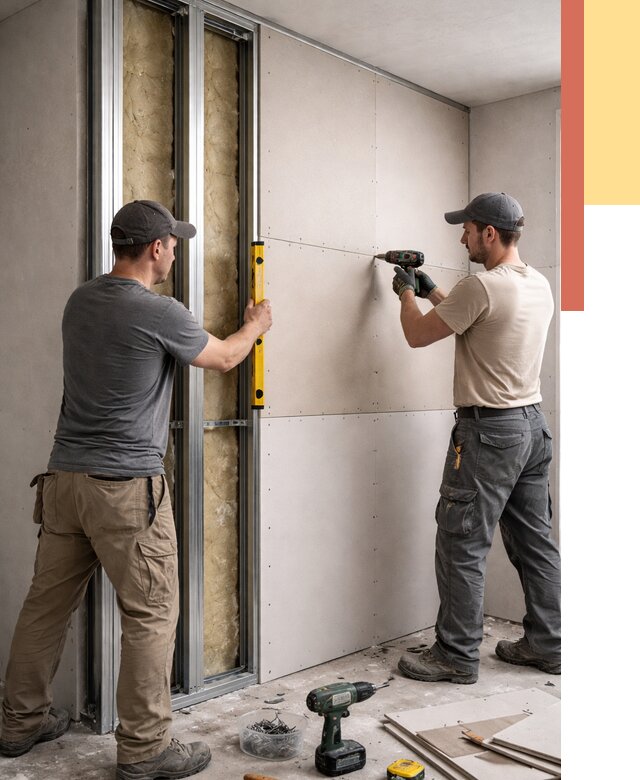 Монтаж двухслойной перегородки из гипсокартона в Лабинске от 1555 руб. | ОТДЕЛОЧНИК-Лбк