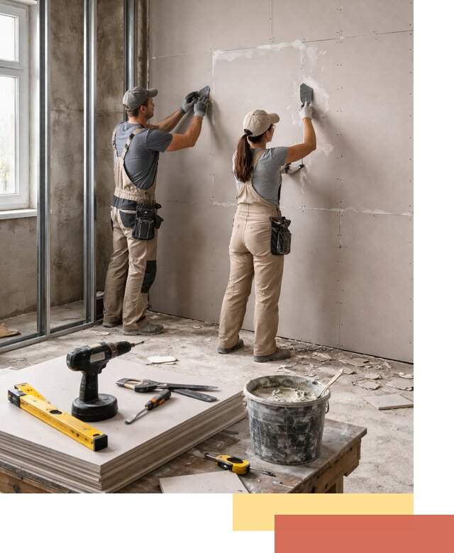 Монтаж двухслойной перегородки из гипсокартона в Лабинске