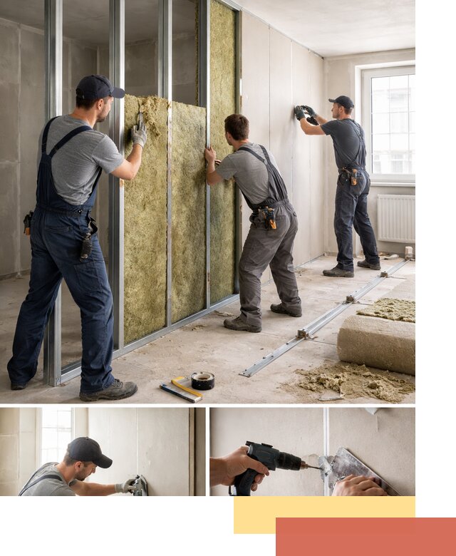 Перегородка из гипсокартона с шумоизоляцией в Лабинске — монтаж под ключ