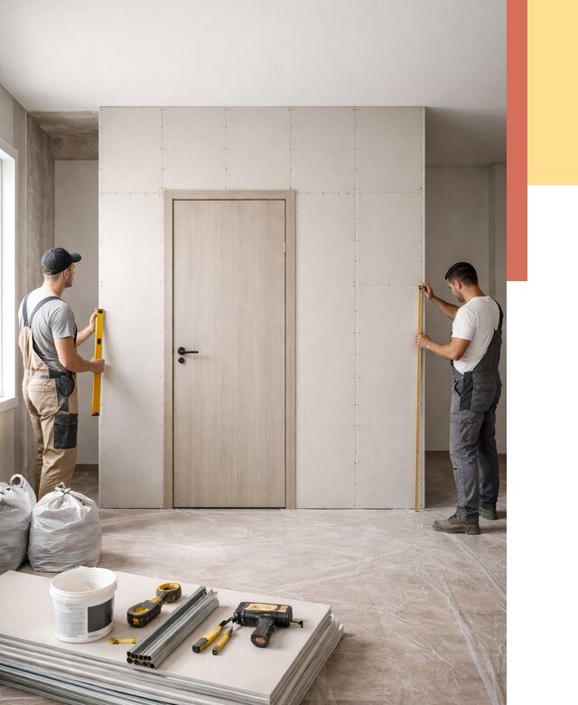 Перегородка из гипсокартона с дверью в Лабинске от 4826 руб. под ключ | ОТДЕЛОЧНИК-Лбк