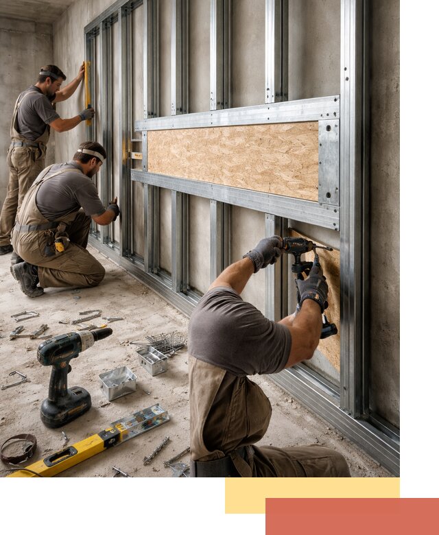 Усиленная перегородка для крепления тяжёлых конструкций в Лабинске