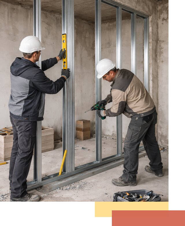 Монтаж каркаса перегородки из профиля в Лабинске