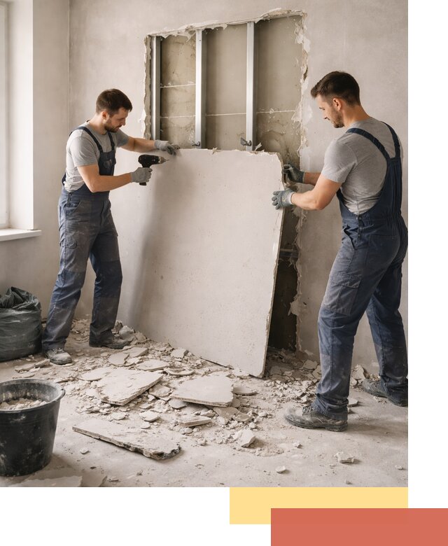 Демонтаж перегородки из гипсокартона в Лабинске быстрый и аккуратный