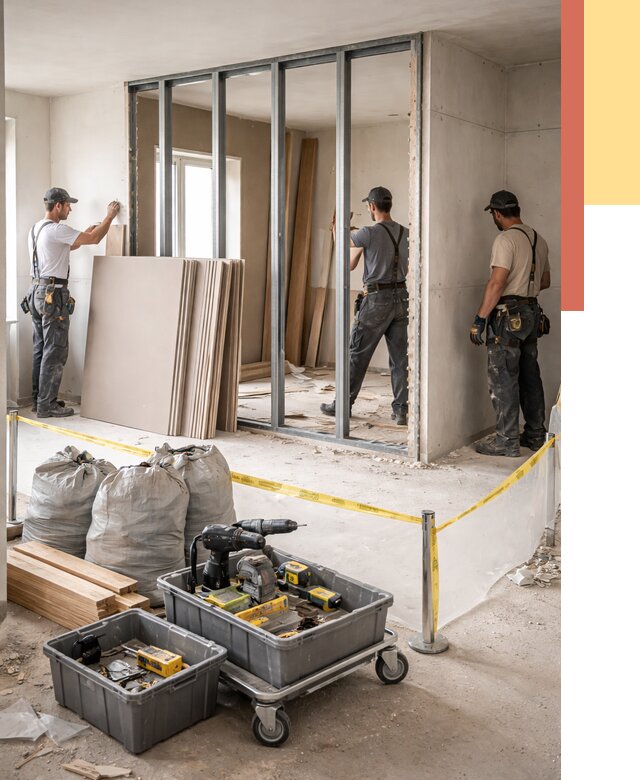 Перенос гипсокартонной перегородки в Лабинске под ключ от 4826 руб. | Демонтаж и монтаж – ОТДЕЛОЧНИК-Лбк