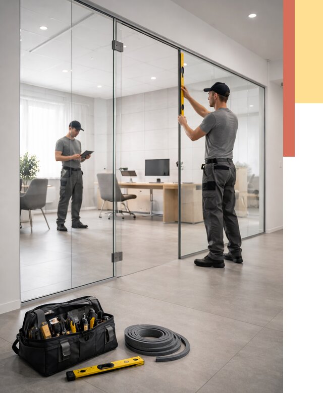 Цельностеклянные перегородки под ключ в Лабинске от 10188 руб. — монтаж и цены | ОТДЕЛОЧНИК-Лбк