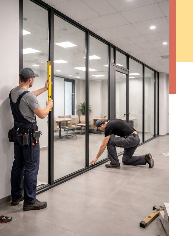 Каркасные стеклянные перегородки в Лабинске под ключ от 9866 руб. | ОТДЕЛОЧНИК-Лбк