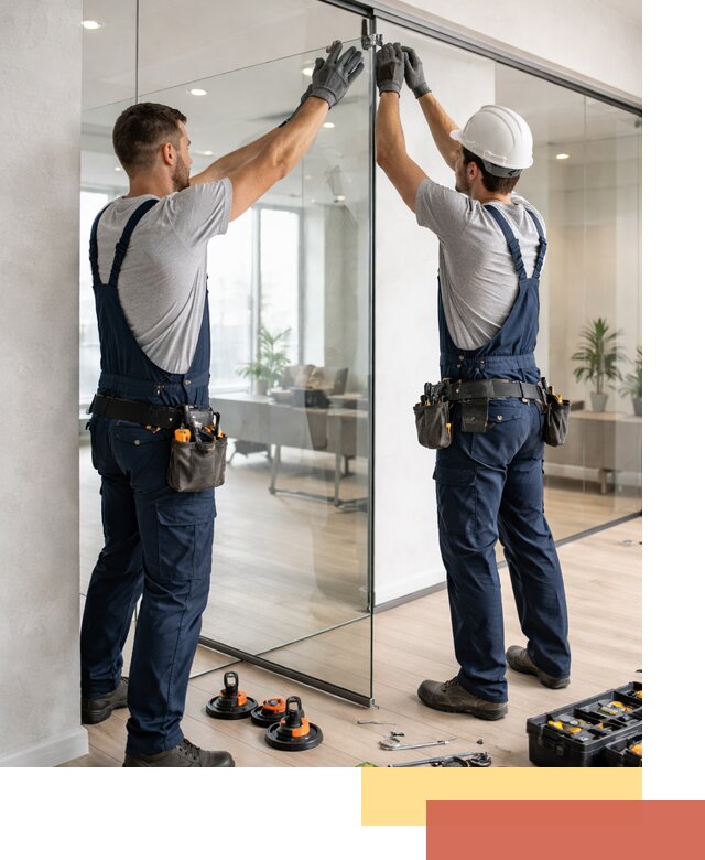 Безрамные стеклянные перегородки под ключ в Лабинске