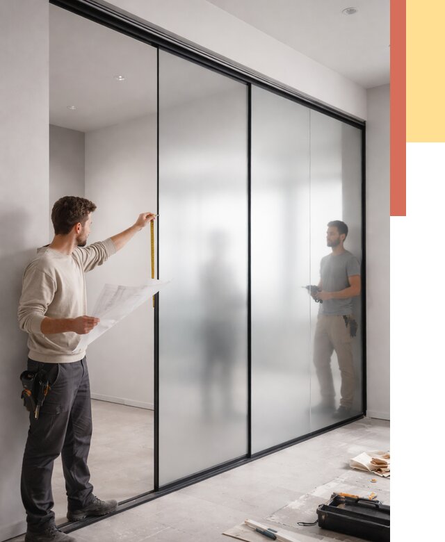 Матовые стеклянные перегородки в Лабинске от 9115 руб. — монтаж и установка | ОТДЕЛОЧНИК-Лбк