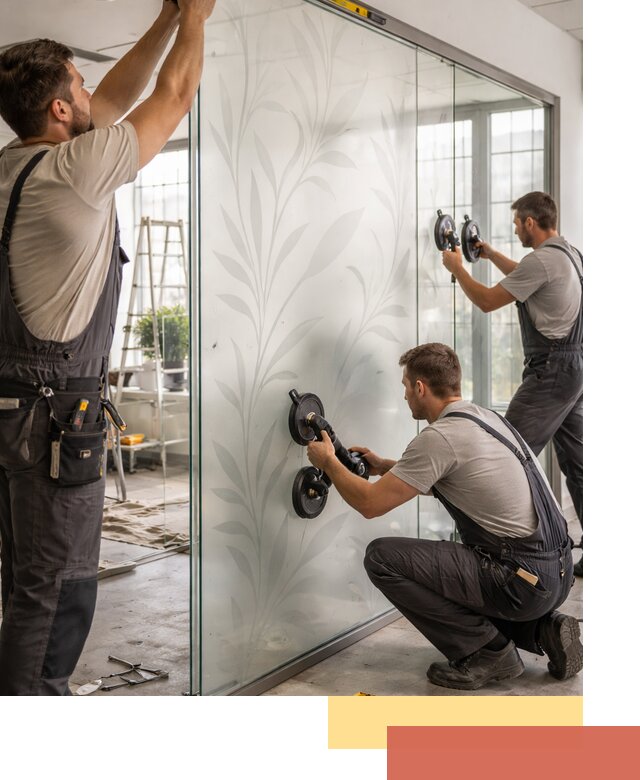 Стеклянные перегородки с рисунком на заказ в Лабинске