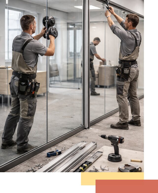 Стеклянные офисные перегородки под ключ в Лабинске