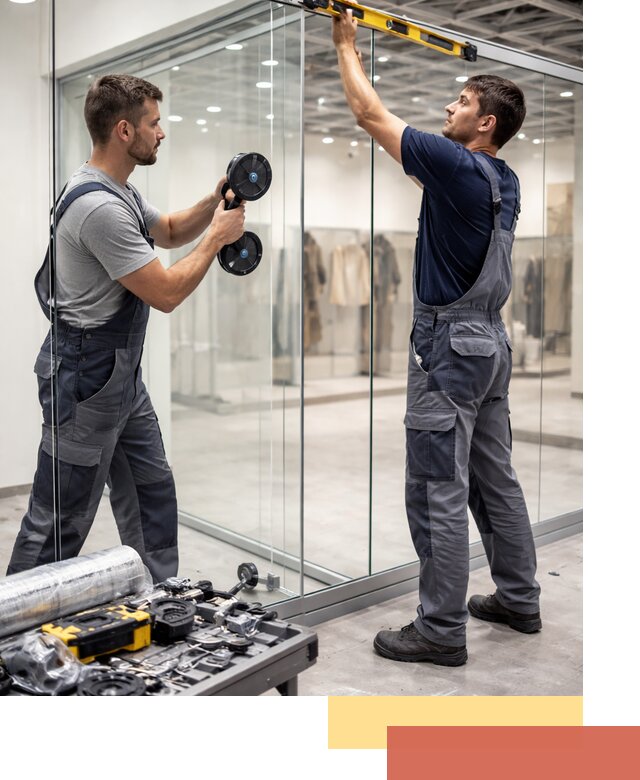 Стеклянные перегородки для магазинов в Лабинске — монтаж и установка