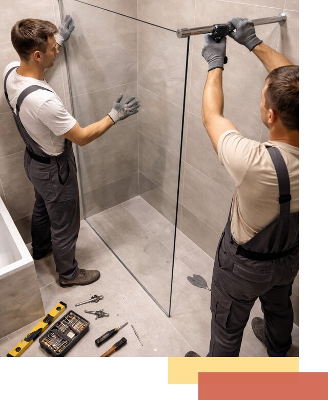 Стеклянные перегородки для душа в Лабинске — изготовление и монтаж