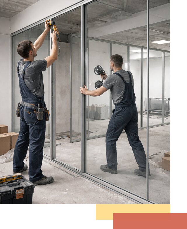 Алюминиевые перегородки со стеклом в Лабинске — изготовление и монтаж