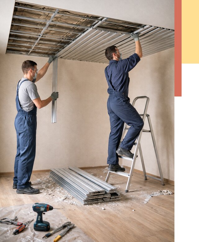 Демонтаж реечного потолка в Лабинске от 4826 руб. быстро и недорого | ОТДЕЛОЧНИК-Лбк