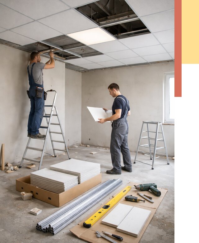 Монтаж потолка армстронг в Лабинске от 4826 руб/м2 — быстрая установка под ключ | ОТДЕЛОЧНИК-Лбк