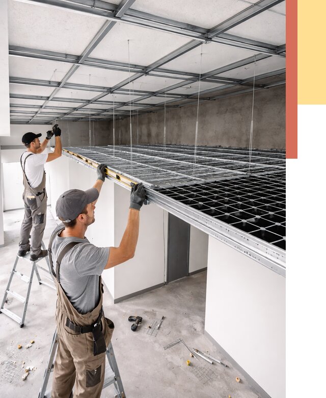 Монтаж потолка грильято в Лабинске от 483 руб./м² — быстрая сборка под ключ | ОТДЕЛОЧНИК-Лбк