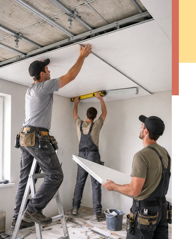 Монтаж потолка из ПВХ панелей в Лабинске от 3753 руб./м2 — быстро и недорого | ОТДЕЛОЧНИК-Лбк