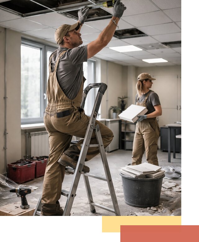 Ремонт потолка Армстронг и замена плит в Лабинске